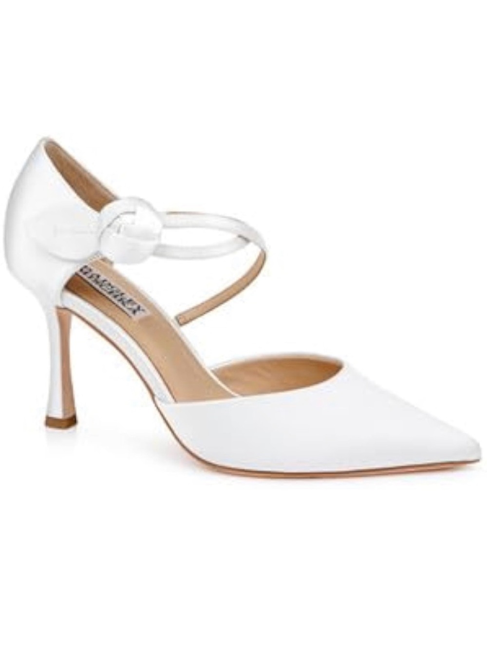 Badgley Mischka Women's White Pointed-Toe Stiletto with Ankle Strap size 9.5